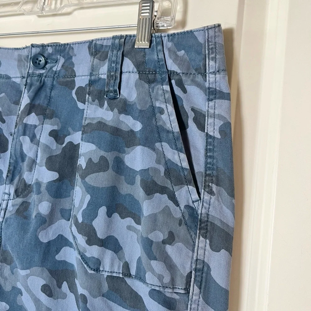 7 For All Mankind Blue Camo Cargo Mini Skirt Sz 12 Y2K Streetwear Utility Gorp